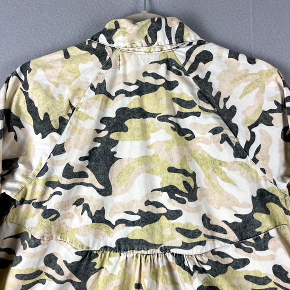 Free People x Artisan De Luxe Camo Print Top Womens Small Grunge Boho Army - Picture 9 of 15
